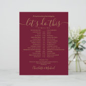 Papier Calendrier de mariage bordeaux et or (Debout devant)