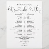Papier Calendrier de Mariage de script noir et blanc (Devant)