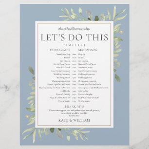 Papier Calendrier de mariage Dusty Blue Greenery