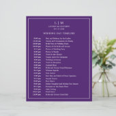 Papier Calendrier de mariage élégant à monogramme violet (Debout devant)