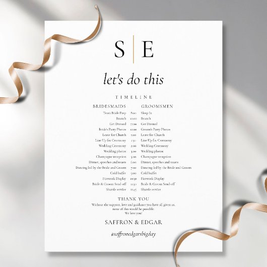 Papier Calendrier de mariage élégant monogramme