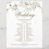 Papier Calendrier de mariage floral à fleurs blanches (Devant)