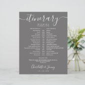Papier Calendrier de Mariage Gris Itinéraire de Script (Debout devant)