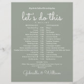 Papier Calendrier de mariage moderne vert sauge (Devant)