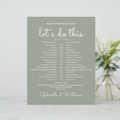 Papier Calendrier de mariage moderne vert sauge (Debout devant)