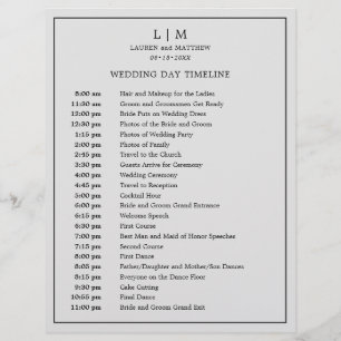 Papier Calendrier de mariage simple avec monogramme gris