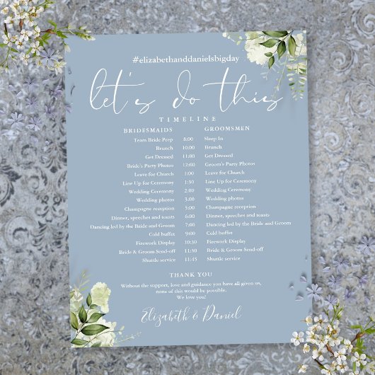 Papier Calendrier de Mariage vert Dusty Blue