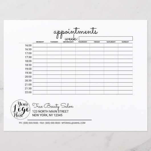 Papier Calendrier de rendez-vous du logo du script de cad (Dos)