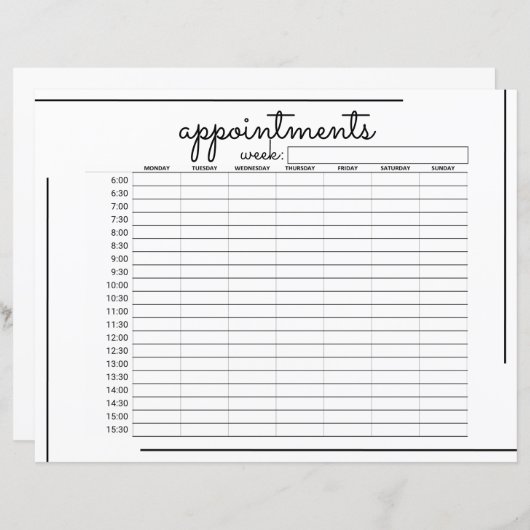 Papier Calendrier de rendez-vous du logo du script de cad (Devant / Derrière)