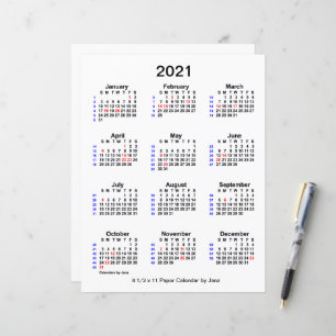 Papier Calendrier des fêtes de 52 semaines 2021 par Janz