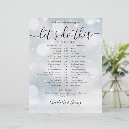 Papier Calendrier du Mariage de script élégant en hiver (Debout devant)