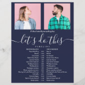 Papier Calendrier du Mariage du script photo bleu de la M (Devant)