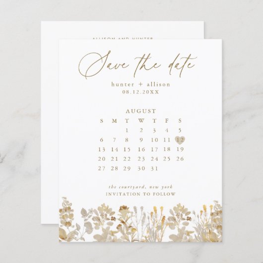 Papier Calendrier Enregistrer la date | Bella (Devant / Derrière)