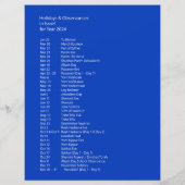 Papier Calendrier Israël 2024 | Vacances & Fêtes (Dos)