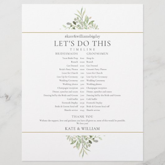 Papier Calendrier Mariage de verdure élégant (Devant)