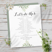 Papier Calendrier Mariage du script de feuillage vert