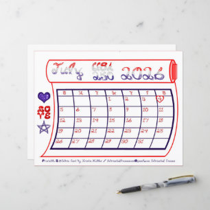 Papier Calendrier mensuel du sesquicentenaire USA 250 jui