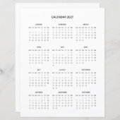 Papier Calendrier minimaliste moderne imprimable 2027 en  (Devant / Derrière)