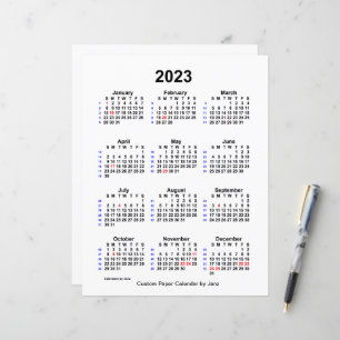 Papier Calendrier personnalisé des vacances de 52 semaine