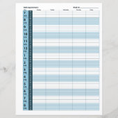 Papier Calendrier quotidien des rendez-vous | Bleu classi (Devant)