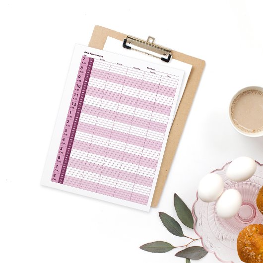 Papier Calendrier quotidien des rendez-vous | Rose