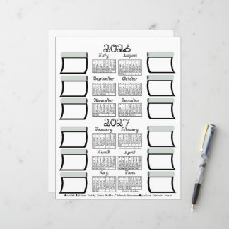 Papier Calendrier scolaire 2026-2027 en tissu avec caract