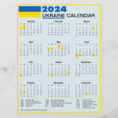 Papier Calendrier ukrainien 2024 avec fêtes ukrainiennes (Devant)
