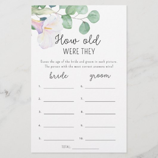 Papier Calla et eucalypt - Quel âge avaient-ils la mariée (Devant)