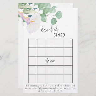 Papier Calla et eucalyptus - jeu de bingo de douche nupti
