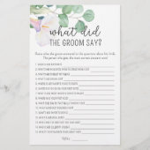 Papier Calla greenery, Qu'est-ce que le marié a dit jeu n (Devant)