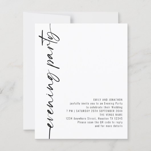 Papier Calligraphie BUDGET Code QR Mariage Soirée Invitat (Devant)