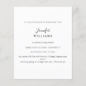 Papier Calligraphie Budget Diplômé Photo Moderne Annonce (Dos)