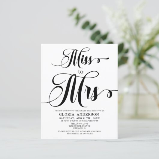 Papier Calligraphie Budget Invitation à la douche nuptial (Debout devant)