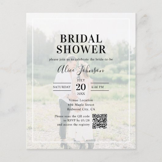 Papier Calligraphie budgétaire Code QR Fête des mariées (Devant)