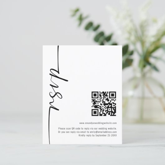 Papier Calligraphie budgétaire Code QR Mariage RSVP (Debout devant)