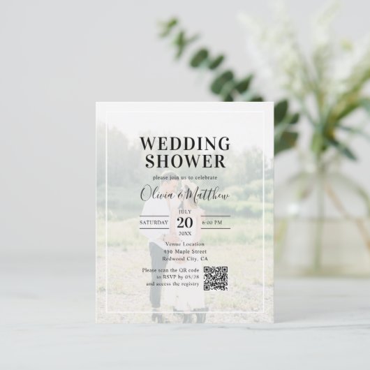 Papier Calligraphie budgétaire Code QR Wedding shower pho (Debout devant)