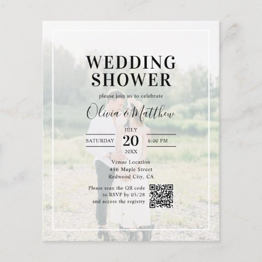 Papier Calligraphie budgétaire Code QR Wedding shower pho (Devant)