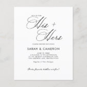 Papier Calligraphie BUDGÉTAIRE Son Couple Douche Photo (Devant)