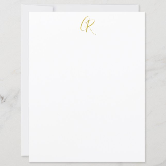 Papier Calligraphie couleur or monogramme moderne minimal (Devant)