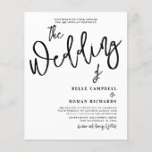 Papier Calligraphie de budget Script Mariage Noir & Blanc (Devant)