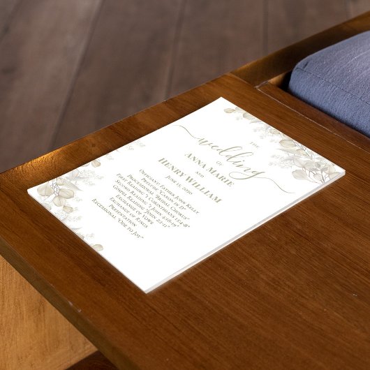 Papier Calligraphie de mariage floral vert sauge programm