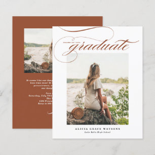 Papier Calligraphie en terre cuite Photo Graduation Invit