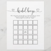 Papier Calligraphie Lot Script Bridal Bingo Jeu (Devant)
