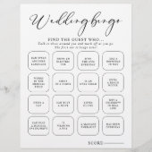 Papier Calligraphie Mariage noir et blanc Jeu de Bingo (Devant)