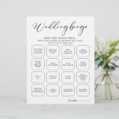 Papier Calligraphie Mariage noir et blanc Jeu de Bingo (Debout devant)