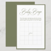 Papier Calligraphie minimaliste moderne | Bingo bébé (Devant / Derrière)