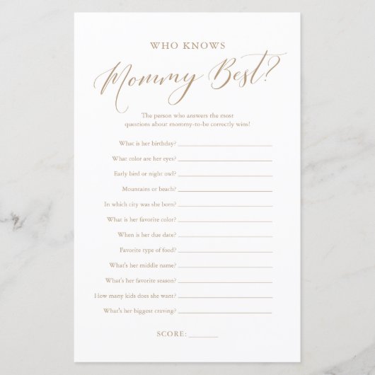 Papier Calligraphie Minimaliste Qui Connaît Mommy Meilleu (Devant)