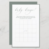 Papier Calligraphie moderne | Bingo bébé À feuillage pers (Devant / Derrière)