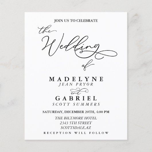 Papier Calligraphie moderne manuscrite pour mariage (Devant)