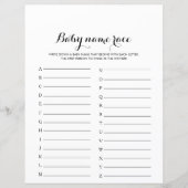 Papier Calligraphie moderne Nom bébé Race Baby shower Jeu (Devant)